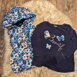 Gymboree Butterfly Garden "Beautiful" Tee and Hooded Floral Puffer Vest 2T